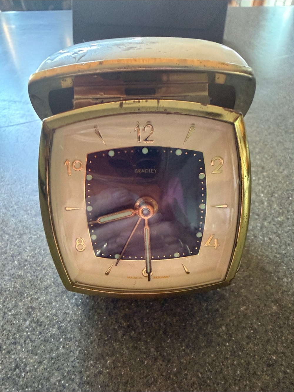 Vintage 50’s-60’s Bradley West Germany Metal Travel Alarm Clock, Tested Working
